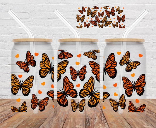 Orange Butterflies- 16oz Cup Wrap