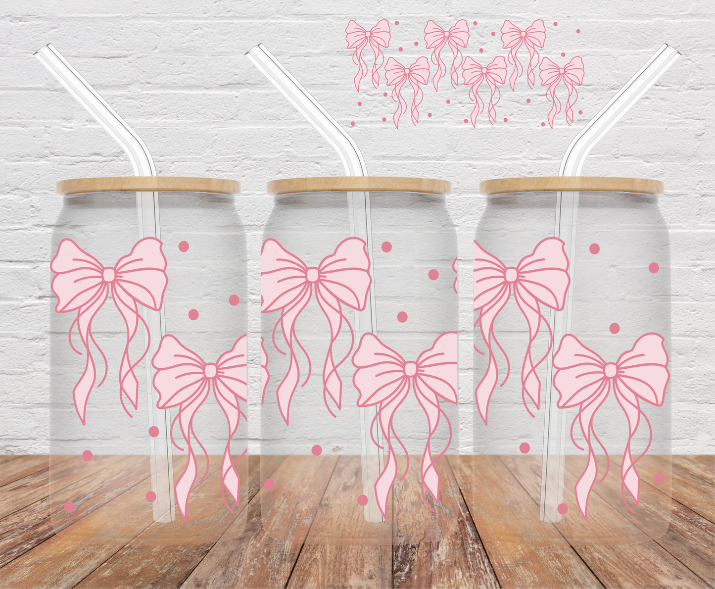 Pink Bows- 16oz Cup Wrap