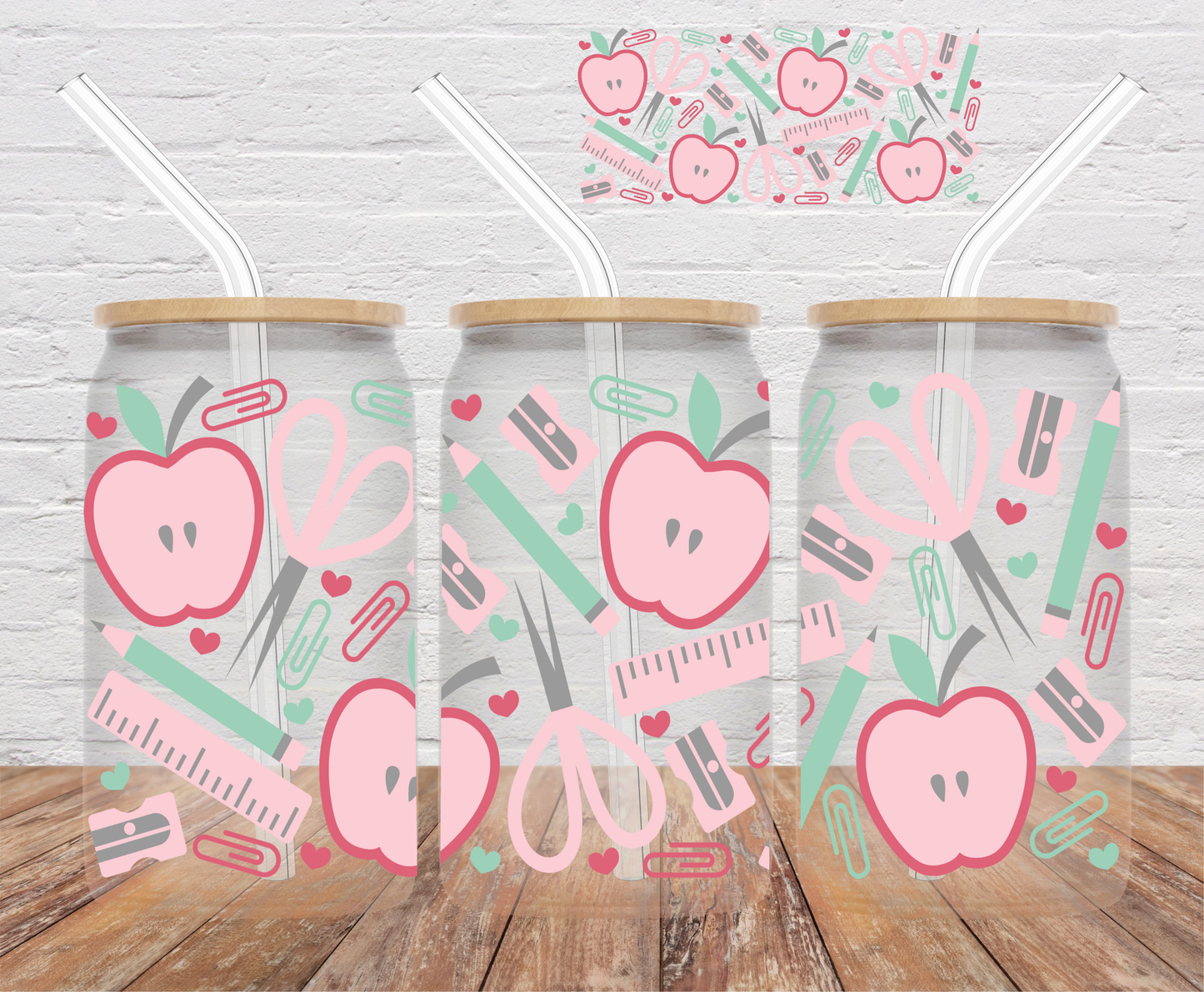 Pink Teacher Supplies- 16oz Cup Wrap