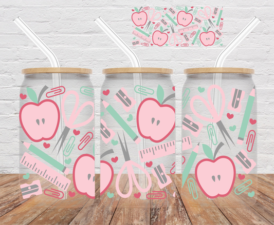 Pink Teacher Supplies- 16oz Cup Wrap