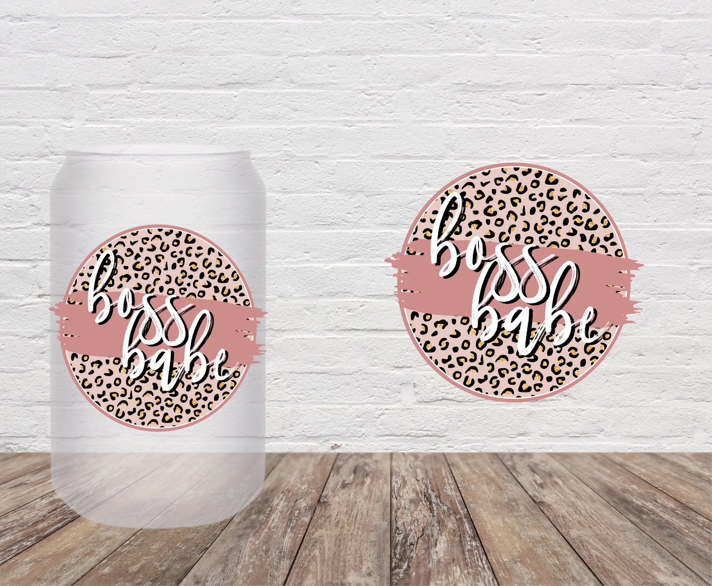 Boss Babe Rose Leopard- UV DTF Decal/Sticker