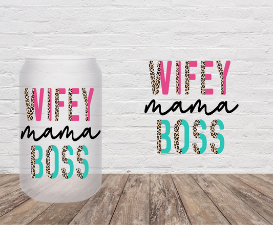 Half Cheetah Wifey Mama Boss- UV DTF Decal/Sticker